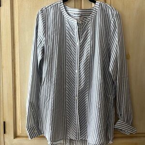 LOFT lightweight cotton blend Striped Button-Up Shirt-Small-NWT